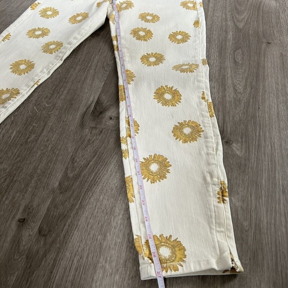 Women’s GUESS Collection Floral Skinny Ankle Jean Sunflower Cropped Pants Sz 30 - Picture 4 of 15